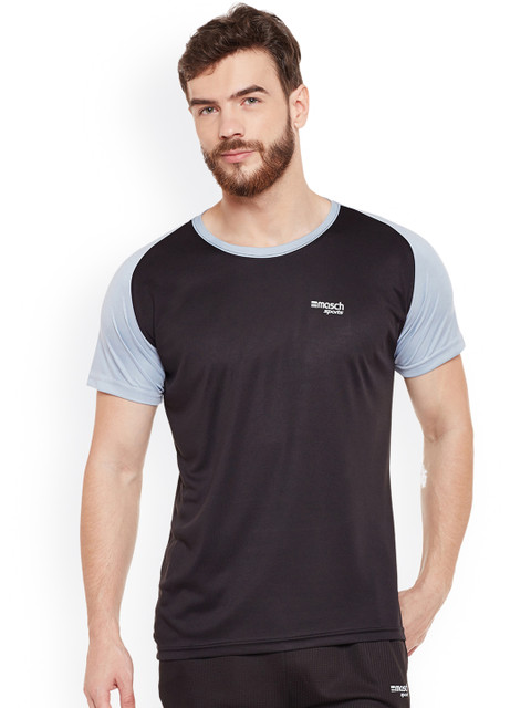 

Masch Sports Men Black Solid Round Neck T-shirt