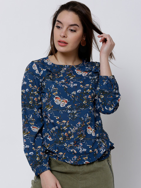 

Tokyo Talkies Women Blue Printed Top