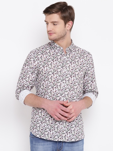 

Blackberrys Men Off-White & Olive Green Printed Casual Shirt