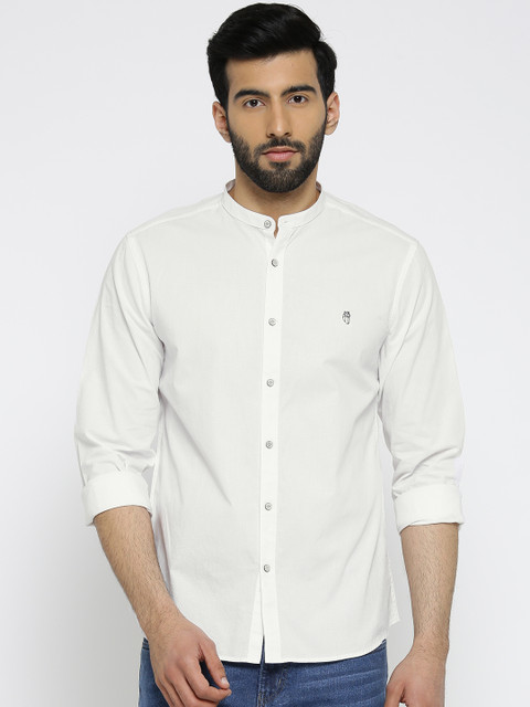

Blackberrys Men White Slim Fit Self-Design Casual Shirt