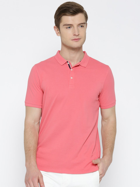 

Blackberrys Men Pink Solid Polo Collar T-shirt