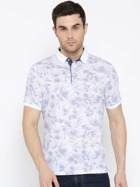 

Blackberrys Men White & Lavender Printed Polo Collar T-shirt