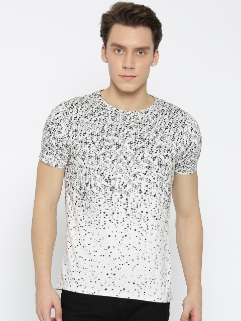 

Blackberrys Men White & Black Printed Round Neck T-shirt