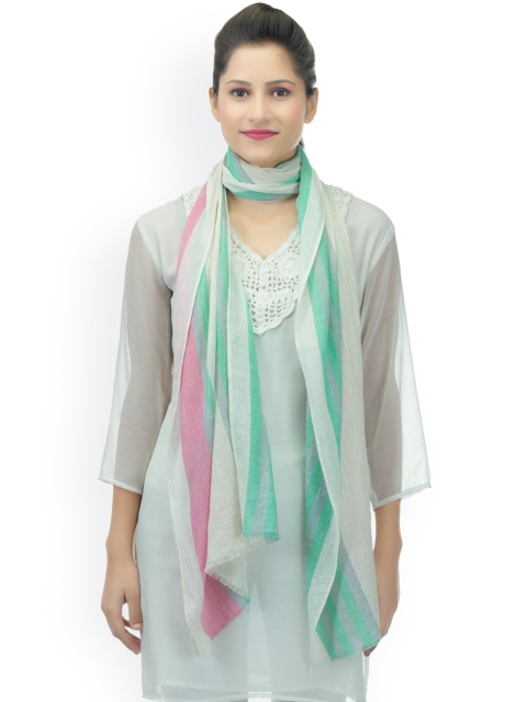 

Anekaant Women Off-White & Pink Woven Design Stole