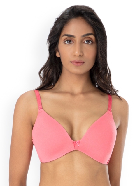 

PrettySecrets Pink Solid Non-Wired Lightly Padded T-shirt Bra