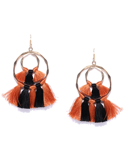 

Blueberry Orange & Black Tasselled Drop Earrings