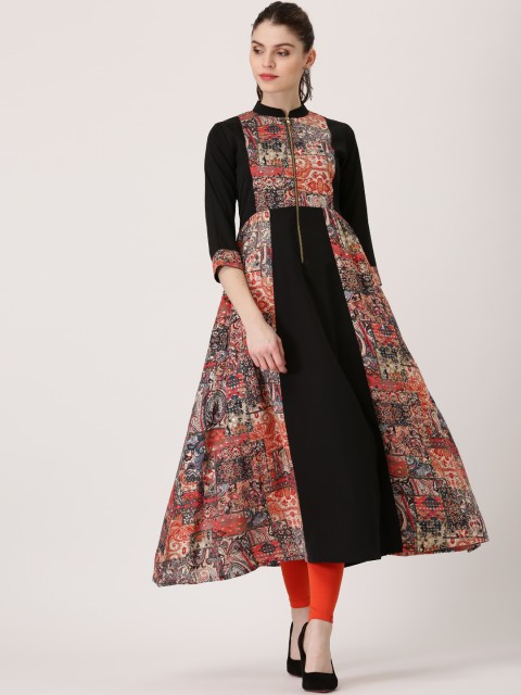 

Libas Women Black & Red Printed Anarkali Kurta