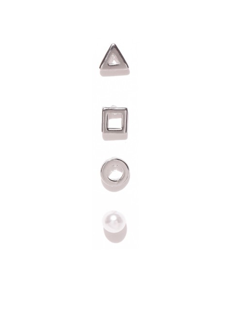 

Spargz Set of 4 Silver-Toned Rhodium-Plated Mismatch Studs