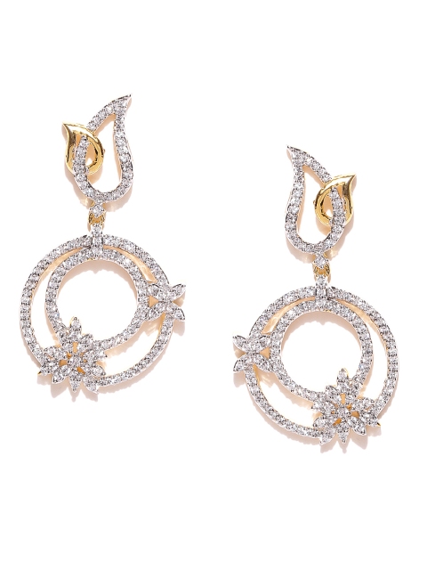 

Spargz Gold-Plated Cubic Zirconia Stone-Studded Drop Earrings