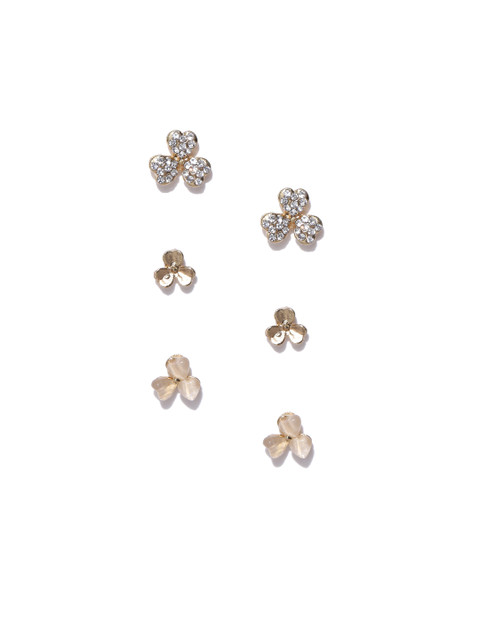 

Spargz Set of 3 Gold-Plated Floral Stone Studs