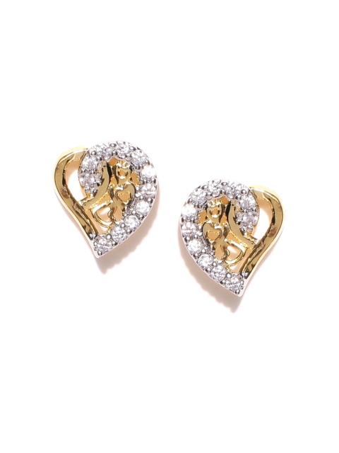 

Spargz Gold-Plated Cubic Zirconia Stone-Studded Heart-Shaped Studs
