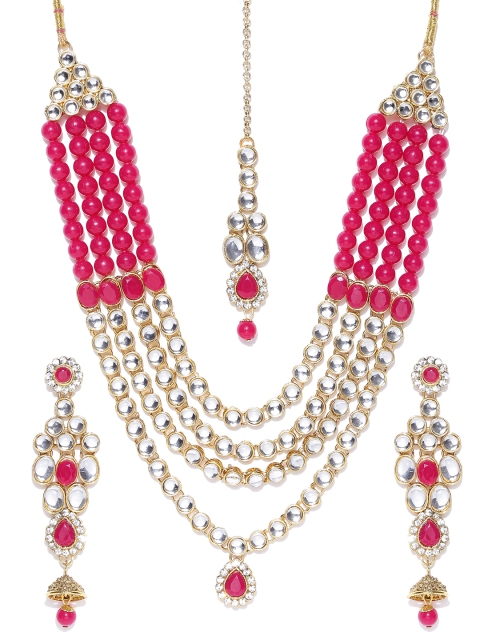 

Spargz Pink Gold-Plated Kundan Studded Jewellery Set