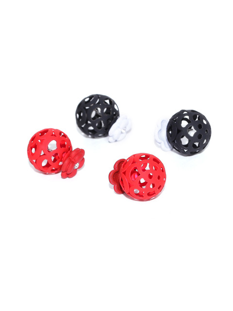 

Spargz Set of 2 Beaded Double-Side Spherical Studs, Black