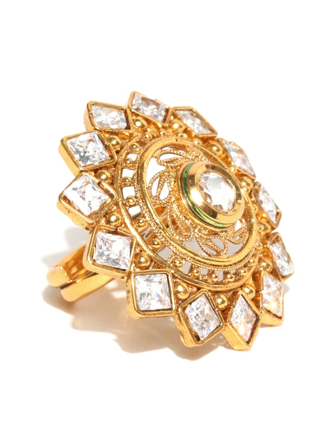 

Spargz Gold-Plated Kundan Stone-Studded Adjustable Ring