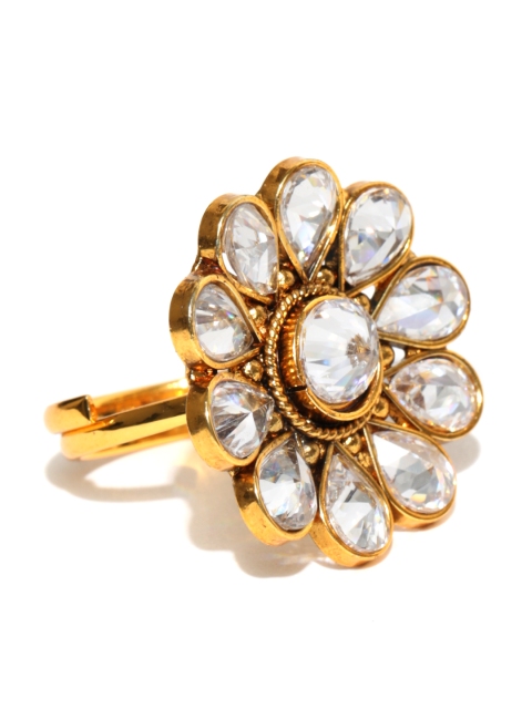 

Spargz Silver-Toned Gold-Plated Stone-Studded Ring