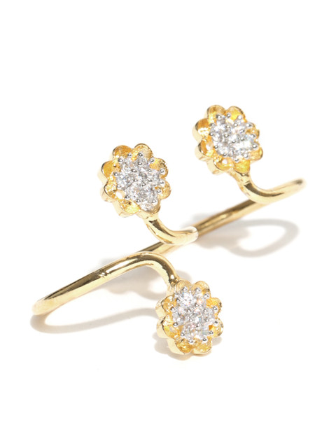 

Spargz Gold-Plated CZ Stone-Studded Two-Finger Ring