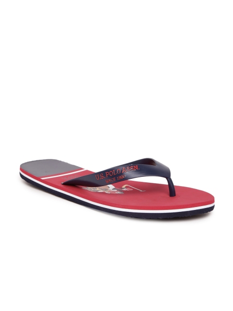 

U.S. Polo Assn. Men Navy Blue & Red Printed Thong Flip-Flops