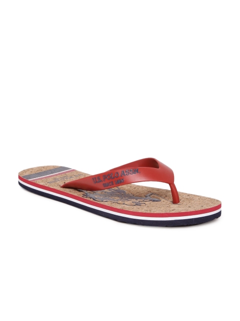 

U.S. Polo Assn. Men Red & Brown Printed Thong Flip-Flops