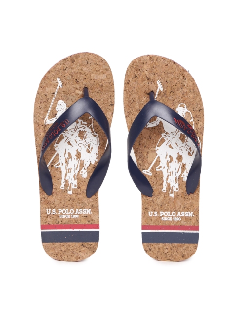 

U.S. Polo Assn. Men Navy Blue & Brown Printed Thong Flip-Flops