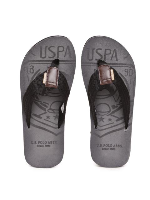 

U.S. Polo Assn. Men Black & Grey Printed Thong Flip-Flops