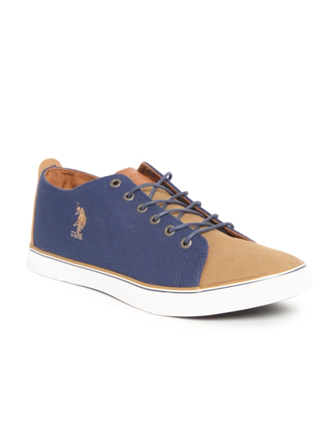 

U.S. Polo Assn. Men Navy Blue & Brown Colourblocked Sneakers
