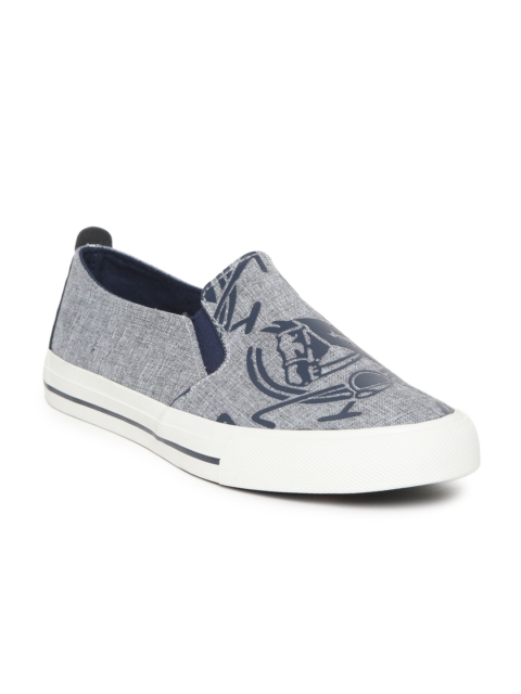 

U.S. Polo Assn. Men Grey Printed Slip-On Sneakers