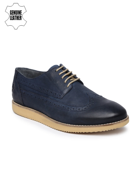 

U.S. Polo Assn. Men Navy Blue Genuine Leather Atlanta Brogues