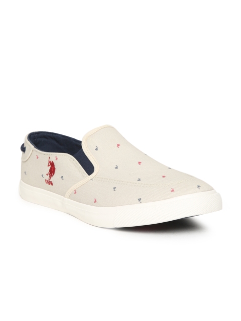 

U.S. Polo Assn. Men Beige Printed Slip-On Sneakers