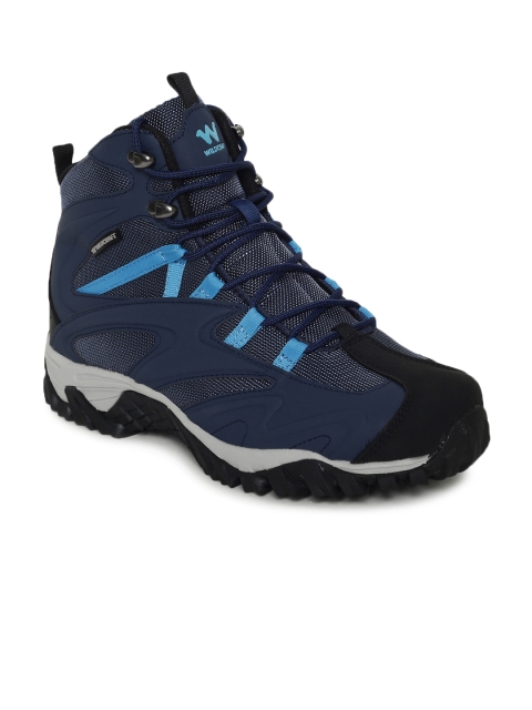 

Wildcraft Men Blue Solid Mesh Mid-Top Trekking Shoes