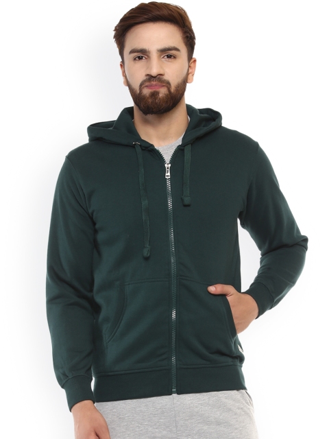 

GRIFFEL Men Green Solid Hooded Sweatshirt