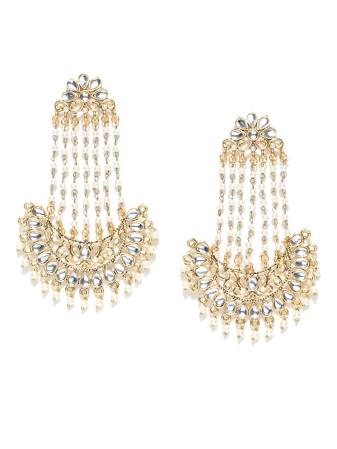 

Jewels Galaxy Off-White Gold-Plated Handcrafted Chandbalis