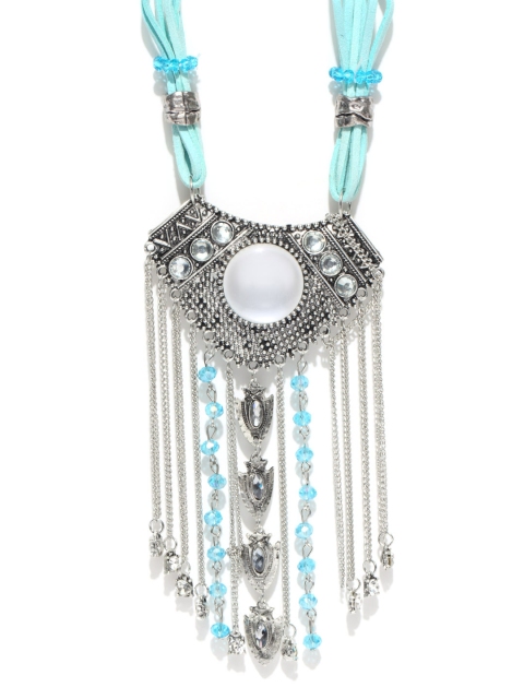 

Jewels Galaxy Oxidised Silver-Toned & Blue Handcrafted Necklace
