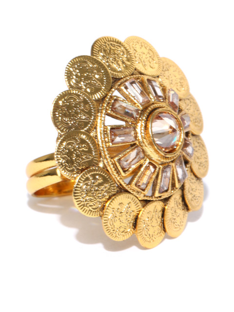 

Jewels Galaxy Gold-Toned Stone-Studded Textured Ring