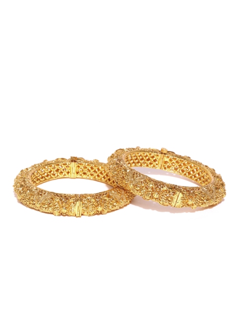 

Jewels Galaxy Set of 2 Gold-Toned Textured Bangles