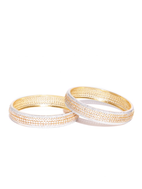 

Jewels Galaxy Set of 2 Gold-Toned Stone-Studded Bangles