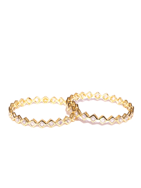 

Jewels Galaxy Set of 2 Gold-Toned Stone-Studded Bangles