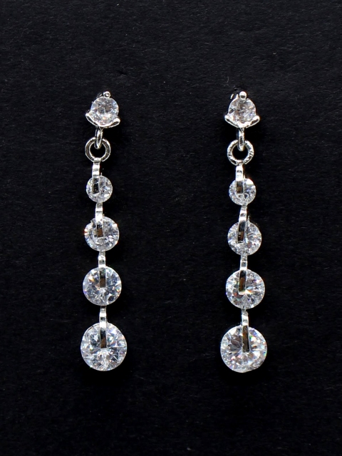 

Amavi Destination Wedding Silver-Toned CZ Stone-Embellished Drop Earrings