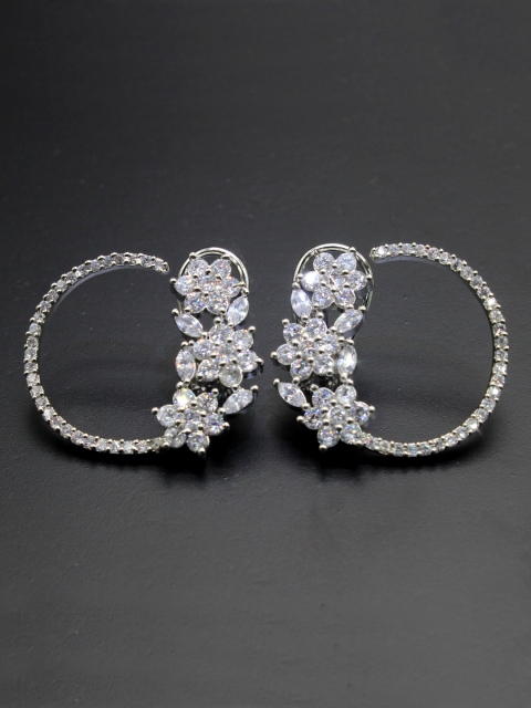 

Amavi Destination Wedding Silver-Toned CZ Stone-Embellished Drop Earrings