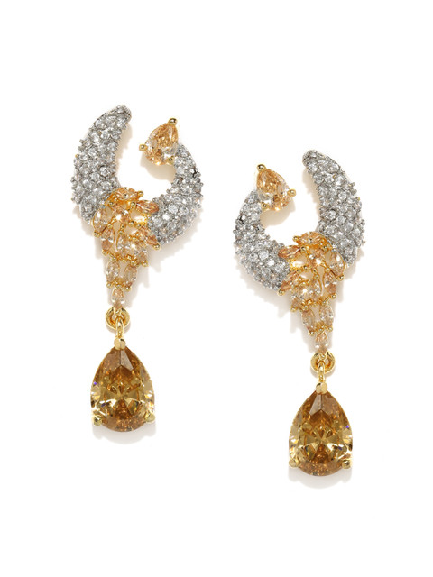 

Amavi Destination Wedding Gold-Toned & White Contemporary Drop Earrings