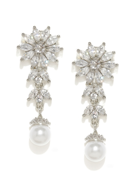 

Amavi Destination Wedding Silver-Toned Contemporary Drop Earrings