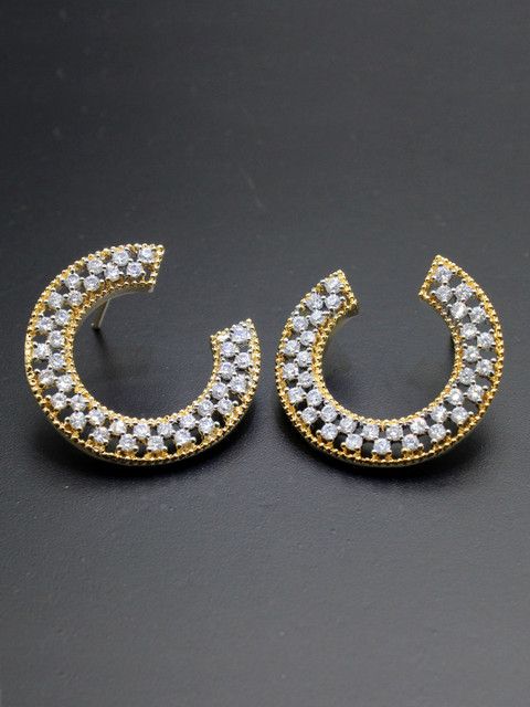 

Amavi Destination Wedding Gold-Plated & White Zirconia Studded Contemporary Studs