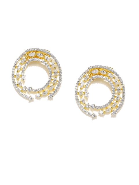 

Amavi Gold-Plated & White Contemporary Zirconia Stone Studded Drop Earrings