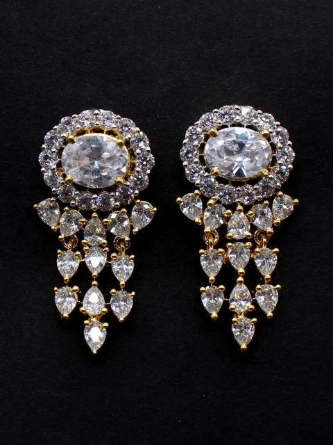 

Amavi Destination Wedding Gold & White CZ Stone-Embellished Drop Earrings
