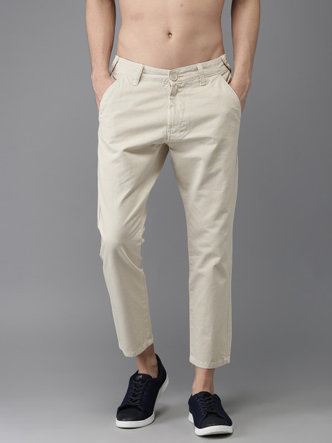 

Moda Rapido Men Beige Cropped Slim Fit Solid Chinos