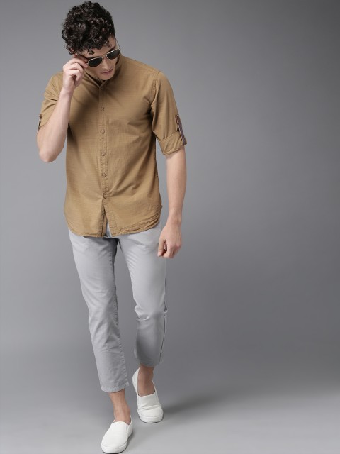 

Moda Rapido Men Grey Slim Fit Solid Cropped Chinos