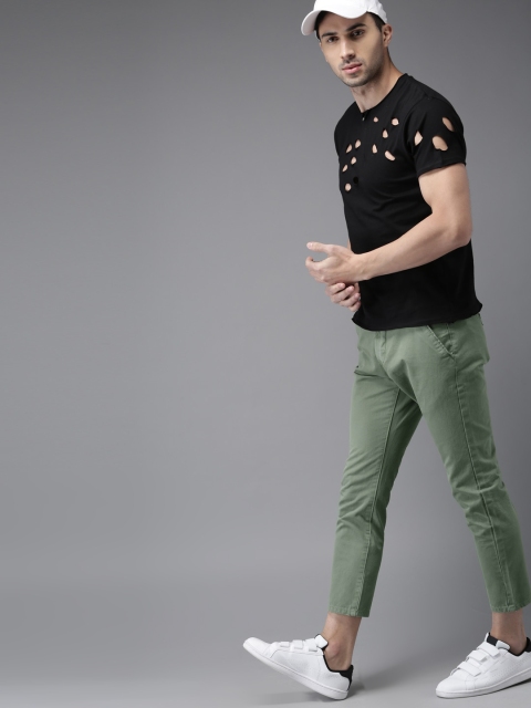 

Moda Rapido Men Green Slim Fit Solid Cropped Trousers