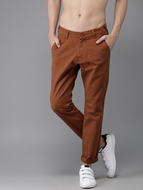 

Moda Rapido Men Rust Brown Fit Solid Chinos