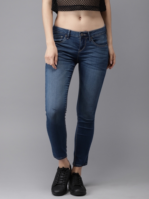 

Moda Rapido Women Navy Blue Skinny Fit Mid-Rise Stretchable Cropped Jeans