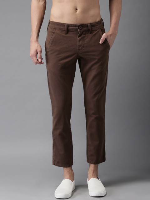 

HERE&NOW Men Brown Slim Fit Solid Cropped Chinos