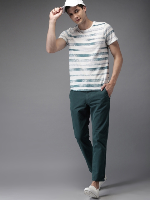 

HERE&NOW Men Blue Slim Fit Solid Cropped Chinos